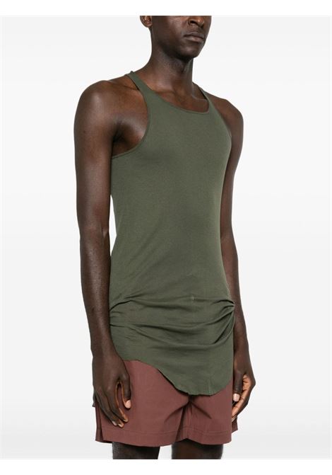 Canotta con orlo asimmetrico in verde Rick Owens - uomo RICK OWENS | RU02D6150MR75